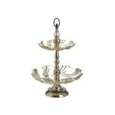 Etajera din sticla si metal Amber Golden 33 cm x 48 cm