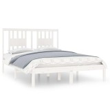 Cumpara ieftin Cadru de pat, alb, 140x190 cm, lemn masiv de pin