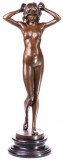 Nud Art Deco-statueta din bronz cu un soclu din marmura PAB017