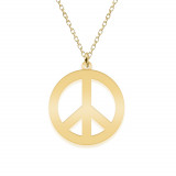 Peace - Colier personalizat semnul pacii din argint 925 placat cu aur galben 24K, Bijubox