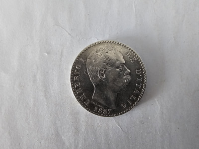 Italia 2 Lire 1887 Argint are 10 gr.Impecabila foto