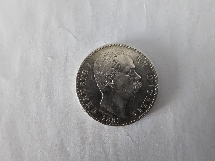 Italia 2 Lire 1887 Argint are 10 gr.Impecabila