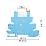 Releu de putere 24V HF41F cu suport albastru