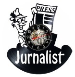 Ceas de Perete Vinil Jurnalist Reporter Press Negru 30cm Mecanism Silentios