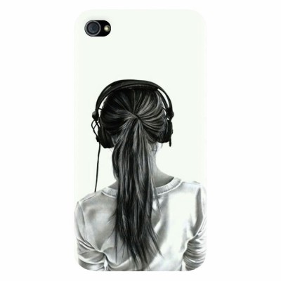 Husa silicon pentru Apple Iphone 4 / 4S, Girl With Headphone foto