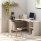 Gossi birou de colt forma de l alb extralucios 120x140x75 cm lemn