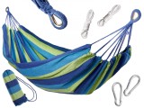 Hamac Multicolor Simplu (1 persoana), 200 x 100 cm + Kit de instalare - ALBASTRU