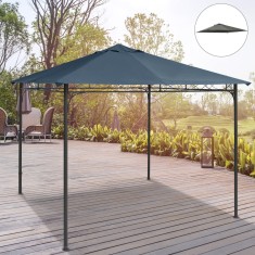 Outsunny Acoperis de Schimb 3x3m, Prelata de Schimb pentru Foisor de Gradina din Poliester cu 8 Orificii de Ventilatie, Gri | AOSOM RO foto
