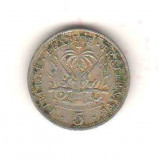 SV * REPUBLICA HAITI * 5 CENTS 1905, America de Nord, Argint