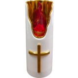 Candela Electronica Subito alba cruce aurie LED Rosu 5x12.5cm CNN48956