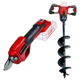 Einhell GE-LS 18 Li + GE-EA 18/150 Li BL PXC - Foarfeca de gradina pentru crengi fara acumulatori si incarcator Li-Ion 18 V - Ah 28 mm + Foreza de pam
