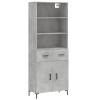 Dulap inalt, gri beton, 69,5x34x180, lemn compozit