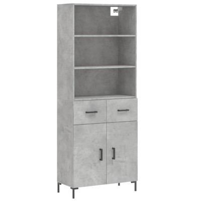 Dulap inalt, gri beton, 69,5x34x180, lemn compozit foto