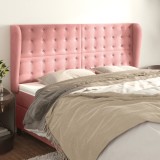 Gossi tablie de pat cu aripioare, roz, 203x23x118/128 cm, catifea