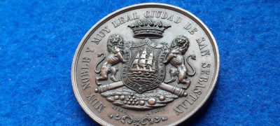 MEDALIA SPANIA 1864 ISABEL II , SAN SEBASTIAN foto