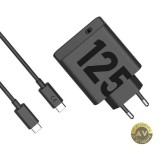 Incarcator retea Motorola TurboPower 125W GaN, port USB Type-C, inclus cablu USB Type-C (6.5A), Negru