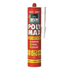 Adeziv si Etanseizant BISON Poly Max Original Express, 425 g, Culoare Alb, Adeziv Universal, Adeziv Multisuprafete, Adeziv Aplicare Pistol, Adeziv pen foto