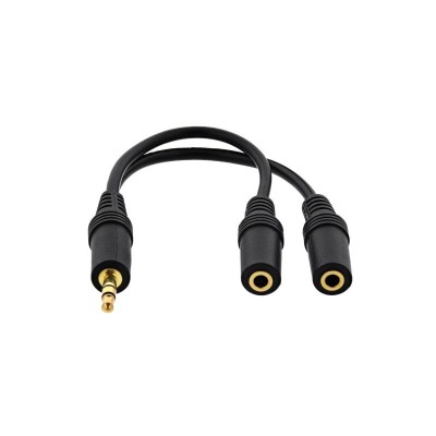 Cablu Splitter Jack Tata - 2 x Jack Mama , 10 cm , Premium Quality , Negru foto