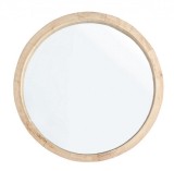 Oglinda de perete rotunda cu rama din lemn natur Tiziano 42 cm x 5 cm x 42 h