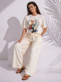 Bluza dama alba cu imprimeu pisicute in copac