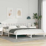 Cadru de pat cu headboard Alb 180 x 200 cm Lemn de brad solid