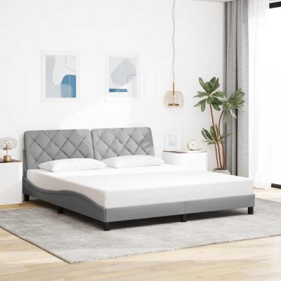 vidaXL Cadru de pat fără saltea, gri deschis, 180x200 cm, textil 3310615 foto