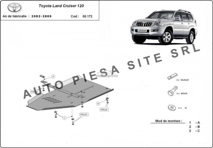 Scut metalic cutie viteze Toyota Land Cruiser fabricata in perioada 2002 - 2009 APS-00,172