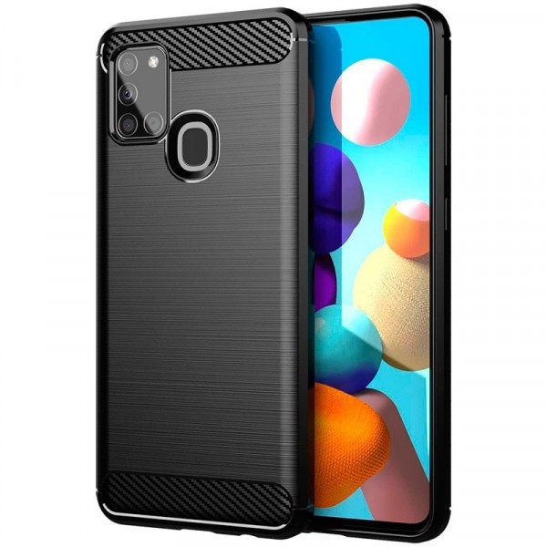 Husa pentru Samsung Galaxy A21s A217, Forcell, Carbon, Neagra