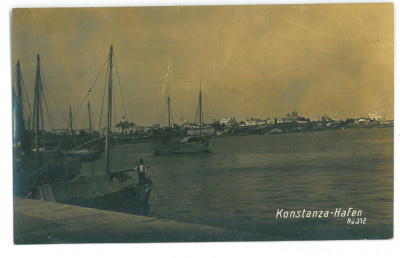 2675 - CONSTANTA, Harbor, Ships, Romania - old postcard, real Photo - used 1918 foto