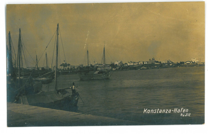 2675 - CONSTANTA, Harbor, Ships, Romania - old postcard, real Photo - used 1918