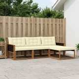 vidaXL Set de canapele de exterior cu pernă 4 pcs Natural și Crem 3381334