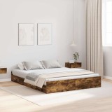 VidaXL Cadru de pat cu depozitare cu sertar Stejar afumat 160 x 200 cm