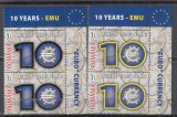 2009 LP 1825 - 10 ANI DE LA MONEDA EURO SERIE+SERIE FOLIO AUR PERECHE SERII MNH, Nestampilat