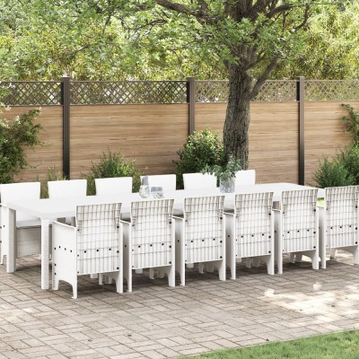 vidaXL Set Dining Grădină 13 pcs Alb Mare, 12-Persoane Plastic foto