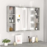 VidaXL Dulap cu oglindă și LED, gri beton, 76x15x55 cm 808859