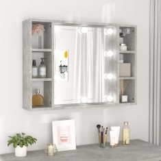 vidaXL Dulap cu oglindă și LED, gri beton, 76x15x55 cm 808859
