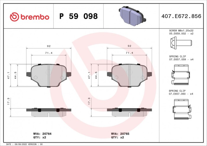 BREMBO P 59 098 PRIME LINE set placute frana,frana disc