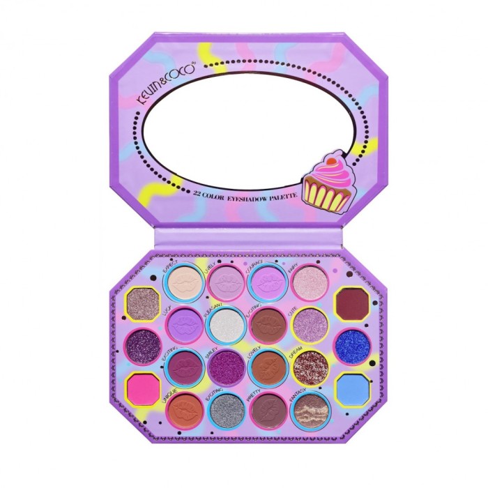 Paleta de machiaj, kevin &amp; coco, violet ice cream, fard de pleoape, 22 culori, 19 x 13.7 x 1.3 cm