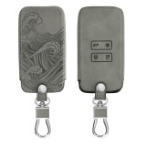 Husa Cheie Auto pentru Renault / Dacia - 4 Butoane - Keyless Go, Piele nabuc, Gri, 48565.05, Kwmobile