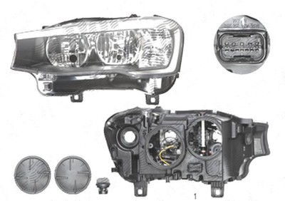 Far Bmw X3 (F25), 03.2014-; X4 (F26), 08.2014-, fata, Dreapta, cu daytime running light; H7+H7+PY21W+W21W+W5W; electric; cu motor, DEPO foto
