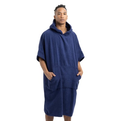 Poncho de baie unisex Homelevel, L-XL, Albastru, Bumbac organic, 54881.17.20 foto