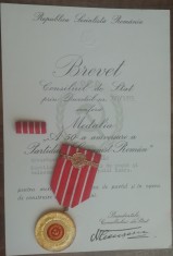 CC7 13 - Medalia 50-a aniversare a Partidului Comunist Roman cu brevet + bonus