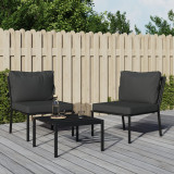 Set 2 Scaune Gradina vidaXL Gri, Otel, cu Perne, 60x74x79 cm, Confortabile, Design Modular, Exterior/Interior