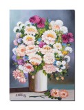 Cumpara ieftin Tablou pictat manual clasic, Vaza cu flori, parfum de sarbatoare, 70x50cm ulei pe panza, Superb