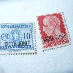 2 Timbre Insule Ionice 1941 supratipar pe timbre Italia Isole Jonie ,fara guma