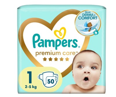 Scutece Pampers Premium Care Marimea 1, 2-5kg, 50 buc foto