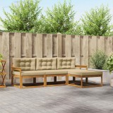 vidaXL Set de canapele de exterior cu pernă 4 pcs Natural și Bej 3367396