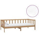 Cumpara ieftin Pat de zi cu saltea, maro miere, 90x200 cm, lemn masiv de pin