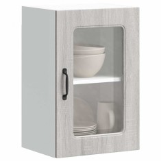 vidaXL Dulap bucătărie cu ușă sticlă Kalmar lemn prelucrat gri Sonoma 853533