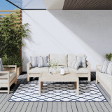 VidaXL Covor de exterior, bleumarin/alb, 100x200 cm, design reversibil